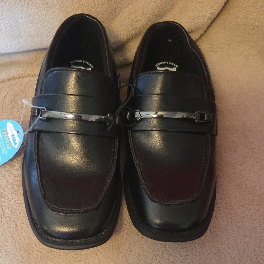 Classic Black Kids Loafers with Metal Detail